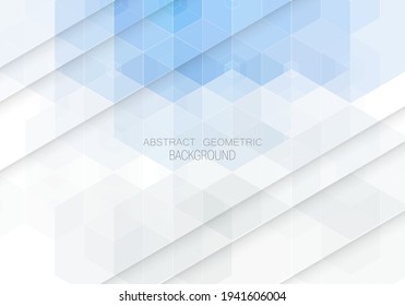 Blue hexagon with shadows Abstract background Medicine and science background
