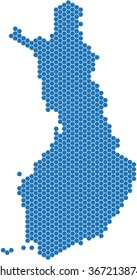Blue hexagon shape Finland map on white background. Vector illustration.