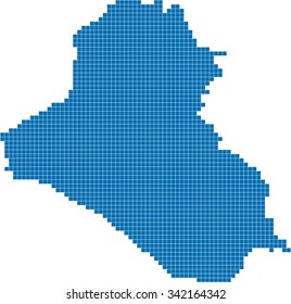Blue hexagon shape Iraq map on white background, 