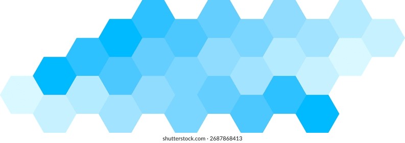 Forma de hexágono azul sobre fondo transparente. Fondo de red de Tecnología con rejilla hexagonal azul