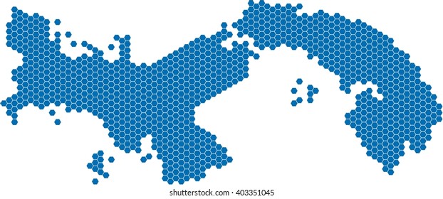 Blue hexagon shape Panama map on white background. Vector illustration.