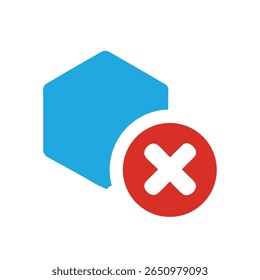 Forma de hexágono azul con símbolo de cruz de círculo rojo en un Vector