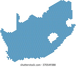 Blue hexagon shape South Africa map on white background, vector illustration.