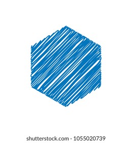 Blue Hexagon Sketchy Background, Vector Illustration
