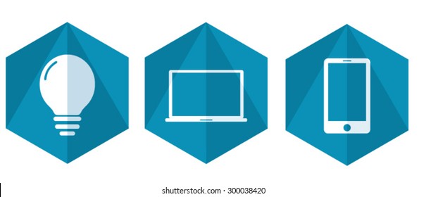 Blue hexagon tech icons.