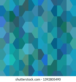 Blue hexagon tiles, modern abstract composition. Decorative seamless pattern background.