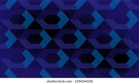 Blue hexagon and triangle pattern vector with a blue and black gradient mesh background background 