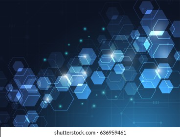 Blue hexagonal abstract technology background. Vector Illustration