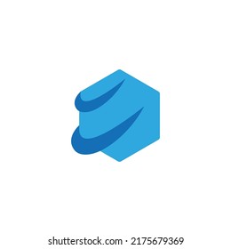 blue hexagonal curves object motion abstract logo vector