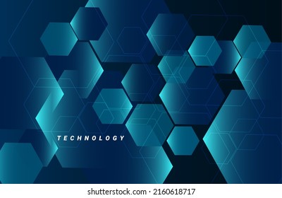 Blue hexagonal design, science and techno pattern geometric background vector