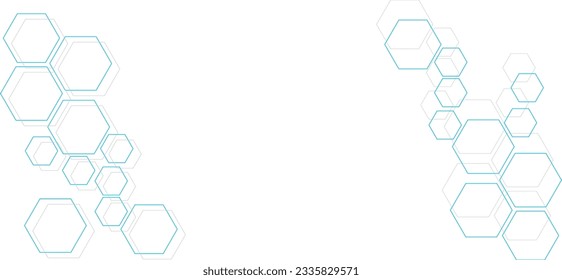 blue hexagonal geometric pattern overlaid with gray hexagon on a white background.