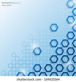 Blue Hexagonal Honeycomb Abstract Background - Vector EPS10