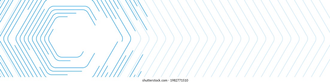 Blue hexagonal lines abstract futuristic technology banner design. Vector background