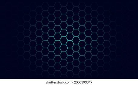 Blue hexagonal pattern isolated on black background.