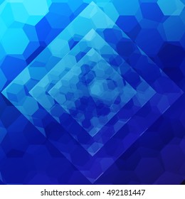 blue hexagonal pattern with a rhombus in the center. vector illustration. for the design, printing, presentations