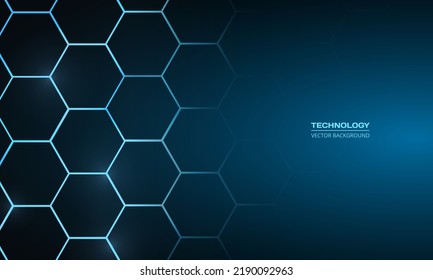 Blue hexagonal technology vector abstract background. Modern technology futuristic hexagon background vector illustration. Navy blue honeycomb texture grid.