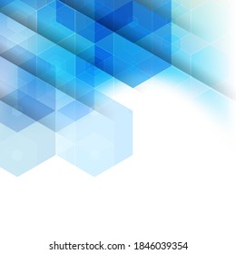 
Blue hexagons abstract transparent background science and medicine