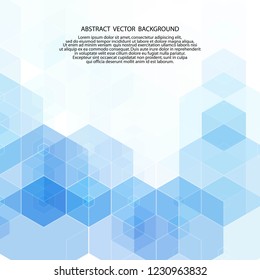 blue hexagons. layout for advertising. template for presentation. abstract illustration, vector image. geometric figures. polygonal style. mosaic. eps 10