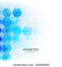 
Blue hexagons on a trendy abstract background. Brochure Template