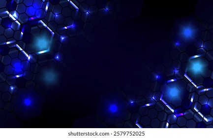 blue hexagons pattern background,abstract dark blue gradient diagonal light and line hexagon shape decoration background,simple polygonal elements. Medical, business, technology or science design.