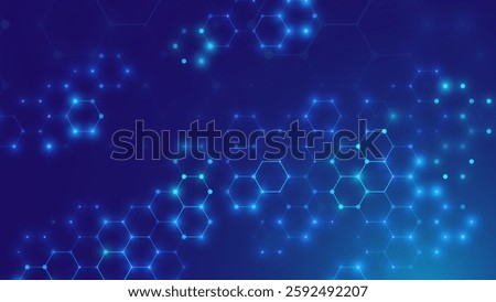 Blue Hexagons Pattern Digital Business or Science Research Abstract Background. Medical or Tech Innovation Online Webinar Presentation Event. Conference or Forum Vector Illustration Backdrop.