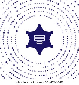 Blue Hexagram Sheriff Symbol einzeln auf weißem Hintergrund. Polizeiabzeichen-Symbol. Abstrakte Kreis Zufallspunkte. Vektorillustration-Illustration