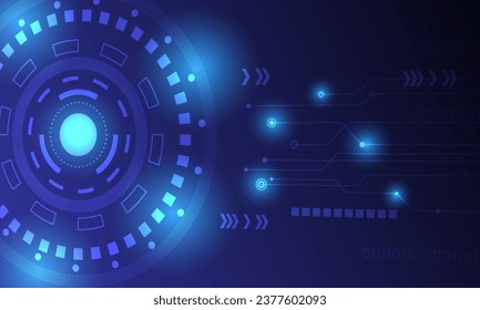 blue hi tech circles technology circuit lines connection abstract background