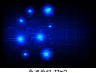 Blue hi tech lights on grid background
