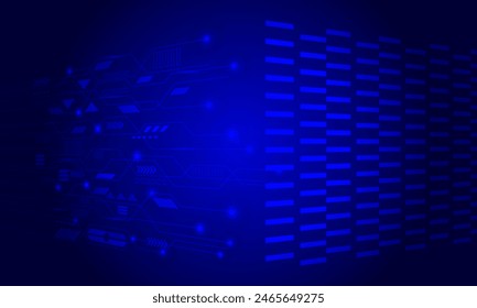 blue hi tech lines circles circuit with shine light abstract technology background