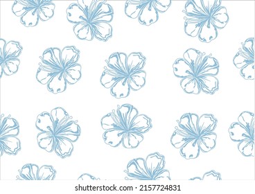 blue hibiscus vector hand drawn