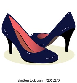 blue high heel shoes. Vector illustration. White background