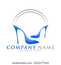 Logo del vector de ilustración de tacones altos azules