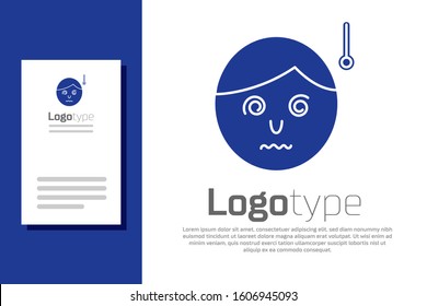 Blue High human body temperature or get fever icon isolated on white background. Disease, cold, flu symptom. Logo design template element. Vector Illustration