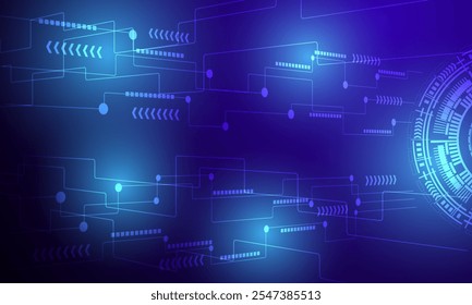 azul alta tecnologia com linhas circuito de conexão círculos fundo abstrato