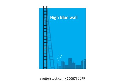 blue high wall and city crappers logo, silhouette of great urban building vector illustrations