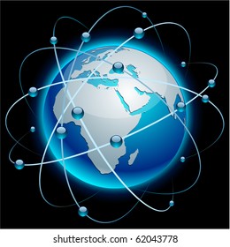 Blue high-detailed Communication Earth. Vector.