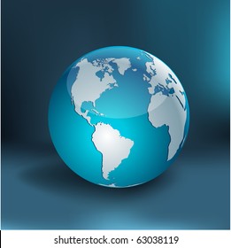 Blue high-detailed earth ball. Vector.