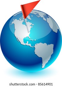Blue high-detailed earth ball. Vector illustration.