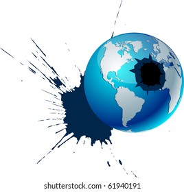 Blue high-detailed killed earth. Vector.