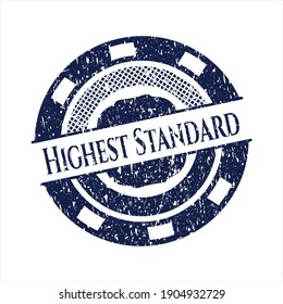 Blue Highest Standard distress rubber stamp. 