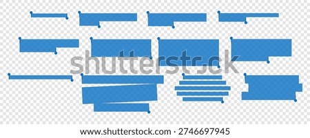 Blue Highlight Text Marker Box Set. Highlight Selection Shape Mark for Text Kit. Interface Navigation Bar. Vector Illustration in Png Transparent Background