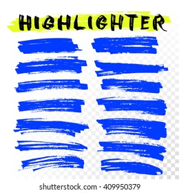 Blue Highlighter Marker Strokes. 