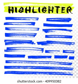 Blue Highlighter Marker Strokes. 