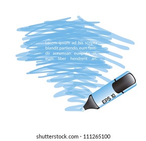 blue highlighter over white background. vector illustration
