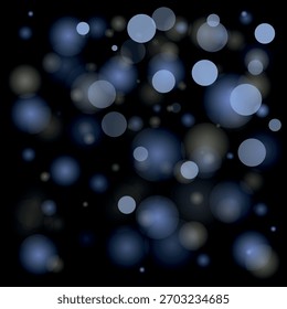 Blue highlights on a black background, bokeh glare