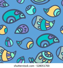 blue hippie abstract seamless vector pattern
