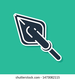 Blue Hipster arrow tip icon isolated on green background.  Vector Illustration