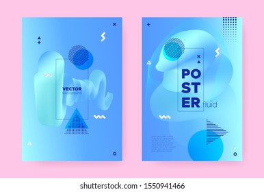 Blue Hipster Memphis Background. Trendy Fluid Shapes. Music Banner. Modern Business Template. Hipster Memphis Brochure. Summer Flow Shape. Graphic Liquid Cover. Abstract Memphis Brochure.