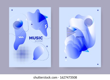 Blue Hipster Memphis Background. Trendy Flow Poster. Wave Banner. Modern Business Magazine. Hipster Memphis Brochure. Vibrant Flow Shape. Graphic Music Banner. Abstract Memphis Background.