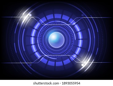 Blue hi-tech technology circle background with various technology elements  communication concept innovation  vector illustration.